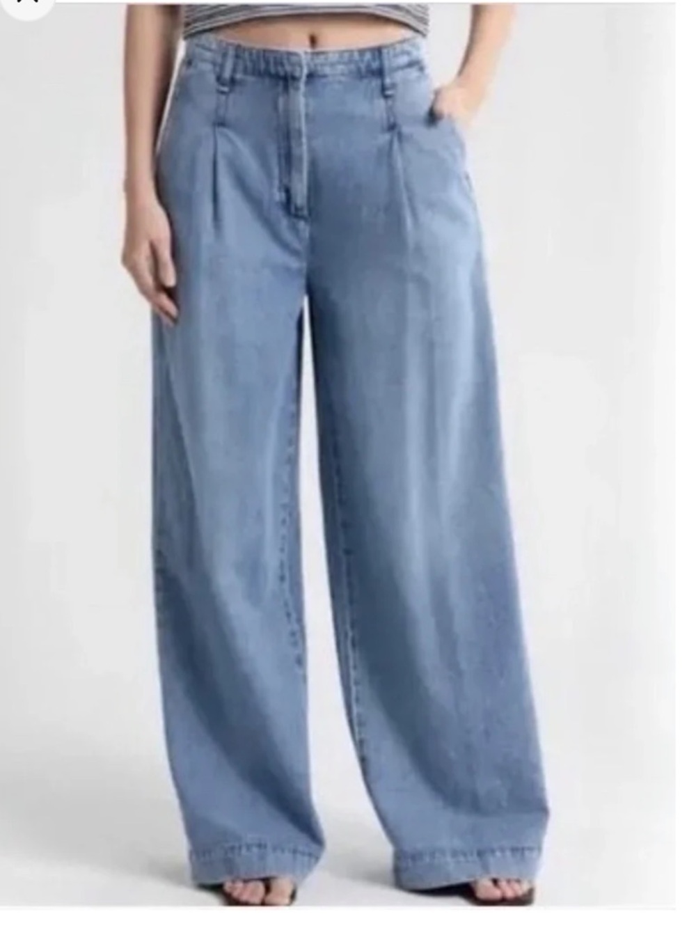 NEW rag & bone Aurora High Rise Wide Leg Pleated Featherweight Trouser Jeans  28
